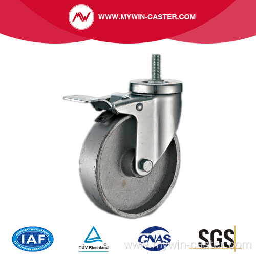 Threaded Stem Dual Braked Cast Iron Industrial Casters